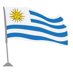 Isolated flag of Uruguay on a pole, Vector illustration