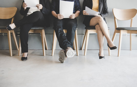 Group of asian people waiting for job interview.  Business Concept