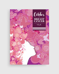 Breast cancer awareness pink girl poster design