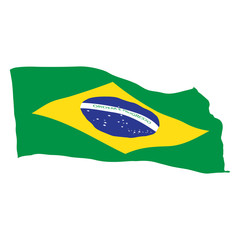 Isolated flag of Brazil on a white background, Vector illustration