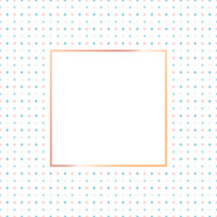 Golden Square Frame with multicolored polka dot pattern on White background. Vector