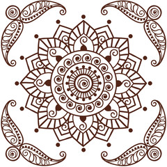 Brown Henna Flower Pattern Spiritual Illustration 2