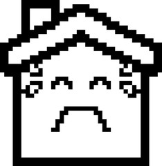 Fototapeta premium Crying 8-Bit Cartoon House