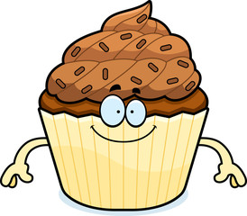 Happy Cartoon Chocolate Cupcake