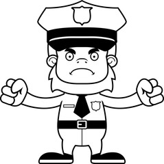 Cartoon Angry Police Officer Sasquatch