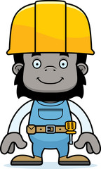 Cartoon Smiling Construction Worker Gorilla