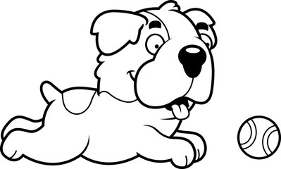 Cartoon Saint Bernard Chasing Ball