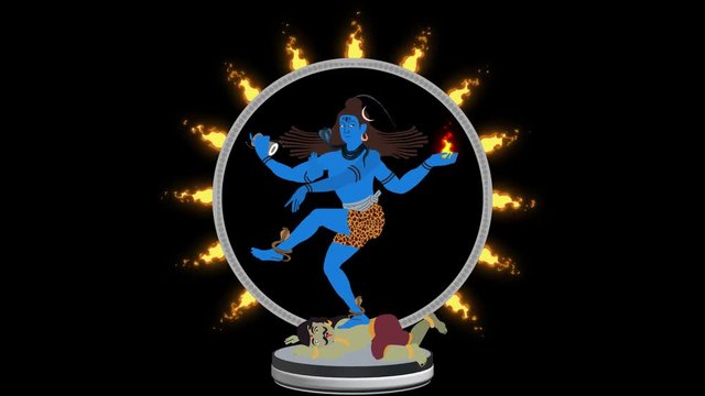 Lord Shiva the Destroyer Crashing Apasmara in a Ring of Fire Alpha Channel