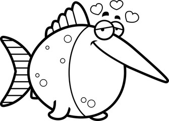 Cartoon Swordfish in Love