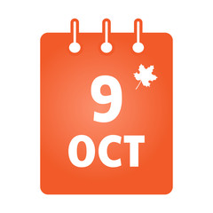 October 9 st calendar colored icon. Thanksgiving (Canada). Vector illustration