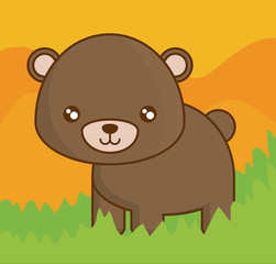 cute bear icon over colorful background vector illustration