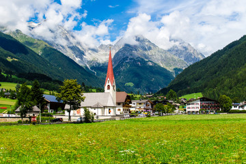 Fototapeta na wymiar Anterselva di Sotto, small village in South Tyrol, Italy.