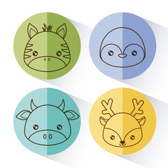 cute animals icons over colorful circles and white background vector illustration