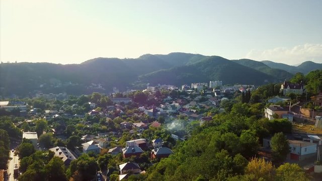 Tuapse aerial view from drone. Camera move forward
