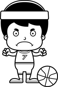 Cartoon Angry Basketball Player Boy