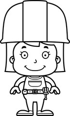 Cartoon Smiling Construction Worker Girl