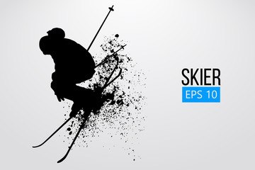 Silhouette of skier jumping isolated. Vector illustration