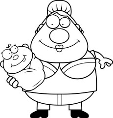 Cartoon Mom Holding Baby