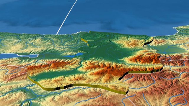 Sakarya - Turkey, region extruded. Bumps shaded