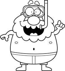 Cartoon Man Snorkeling