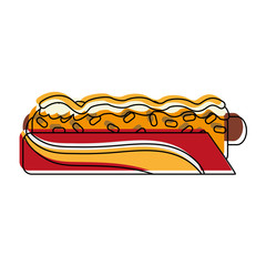 hot dog on plate fast food icon image vector illustration design
