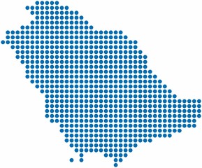 Fototapeta na wymiar Blue circle shape Saudi Arabia map on white background. Vector illustration.