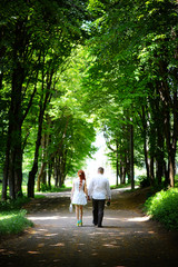 Fototapeta premium The bride and groom in the Park.