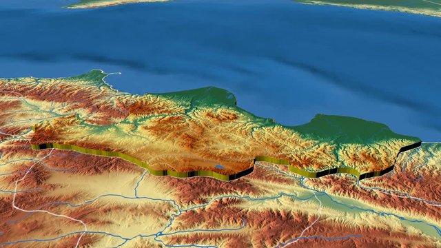 Samsun - Turkey, region extruded. Bumps shaded