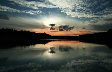 fantastic sunrise over the lake