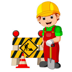  worker with construction sign