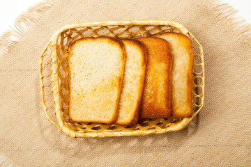 Toast on white background