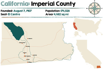 Large and detailed map of California - Imperial county.