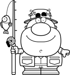 Happy Cartoon Fisherman