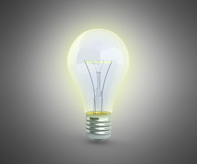 Lighting Bulb 3d render on grey background