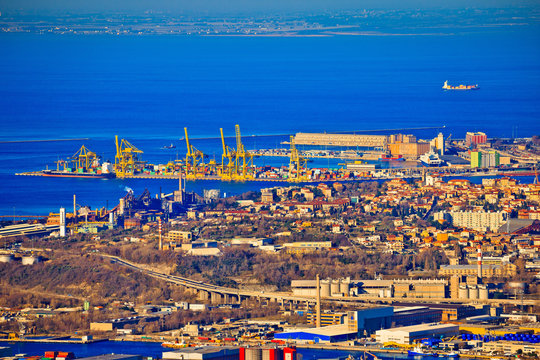 City Of Trieste Aerial View Of Industrial Zone And Harbor