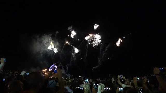 Beautiful fireworks. Many people shoot on phones