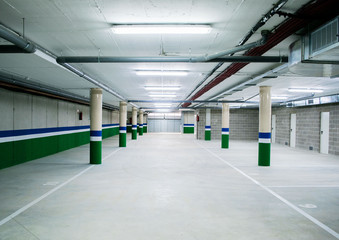 Empty underground parking garage