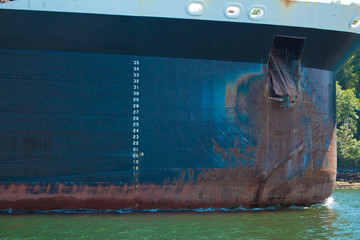 Photo of the side of a cargo ship