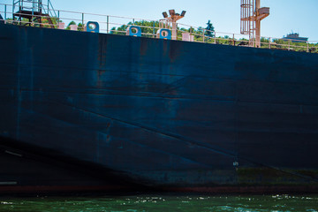 Photo of the side of a cargo ship