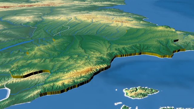 Tekirdag - Turkey, region extruded. Bumps shaded