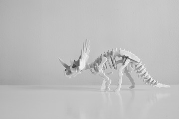 Beautiful dinosaur skeleton, black and white