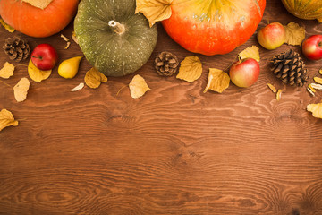 Thanksgiving dinner. Thanksgiving autumn background. Flat lay, top view