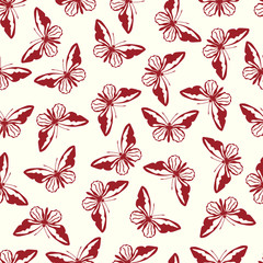 Butterfly vector illustration on a seamless pattern background