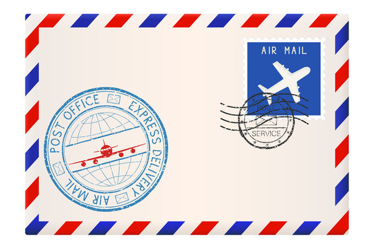 International mail envelope with express delivery stamp