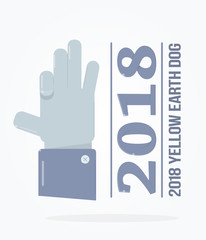 Fototapeta premium Hand gesture dog face. Symbol of the year 2018.