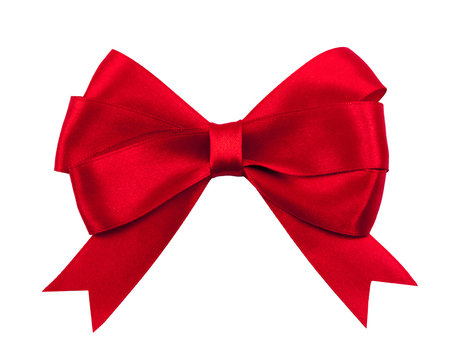 Shiny Red Gift Bow On White Background