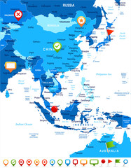 Obraz premium East Asia Map - Vector Illustration