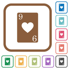 Nine of hearts card simple icons