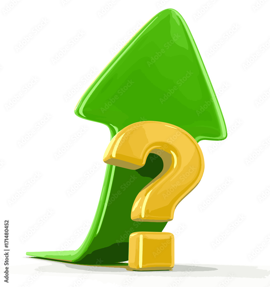 Poster question sign with arrow up. image with clipping path
