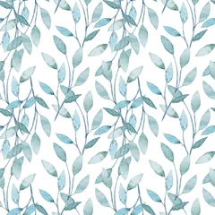 Deurstickers Raamdecoratie trends Aquarel naadloos patroon met takken en bladeren